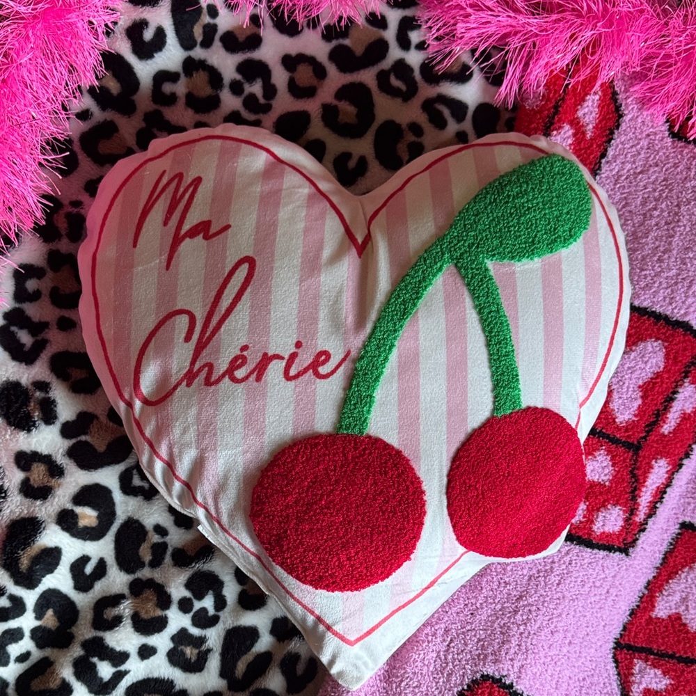 Valentines Day Heart-Shaped Cherry Pillow